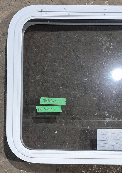 Used White Radius Emergency Opening Window : 29 1/4 W x 21 1/4 H x 1 3/4 D