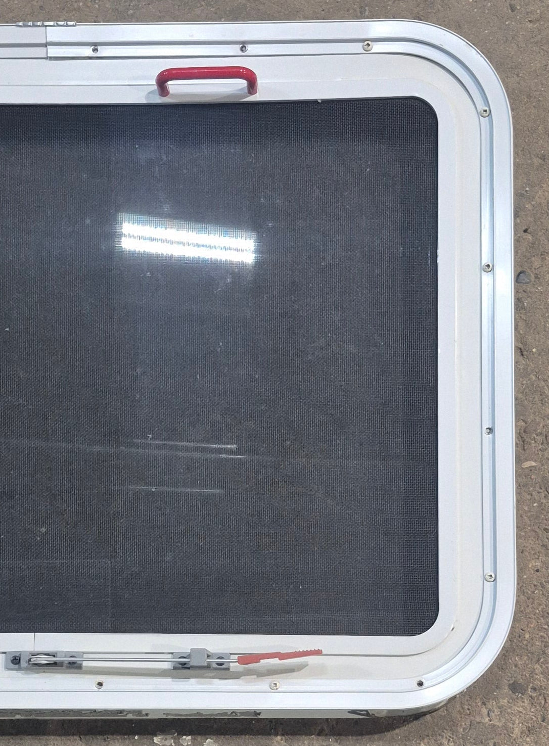 Used White Radius Emergency Opening Window : 29 1/4 W x 21 1/4 H x 1 7/8 D
