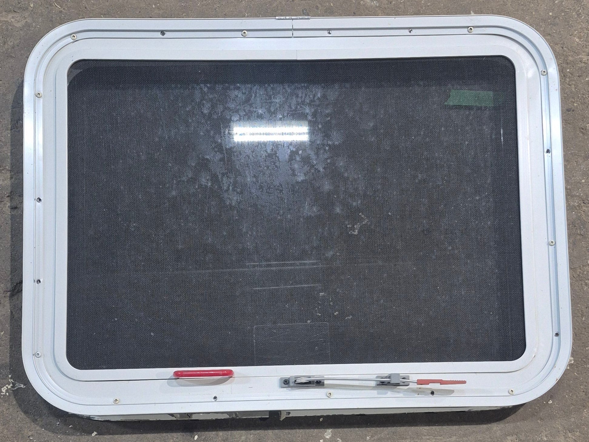 Used White Radius Emergency Opening Window : 29 1/4 W x 21 1/4 H x 1 7/8 D