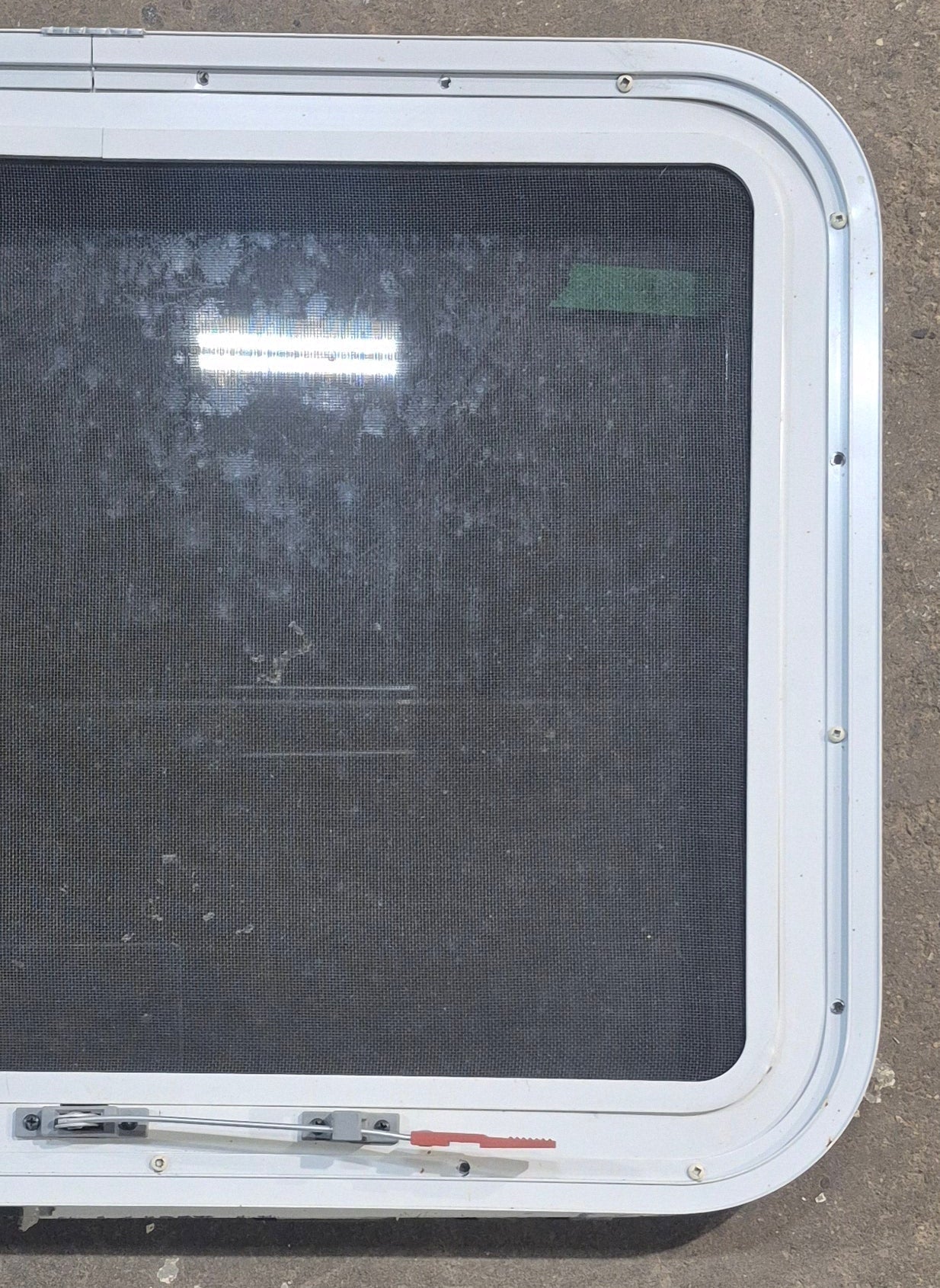 Used White Radius Emergency Opening Window : 29 1/4 W x 21 1/4 H x 1 7/8 D
