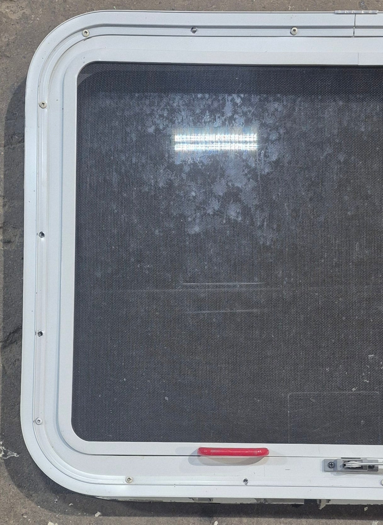 Used White Radius Emergency Opening Window : 29 1/4 W x 21 1/4 H x 1 7/8 D