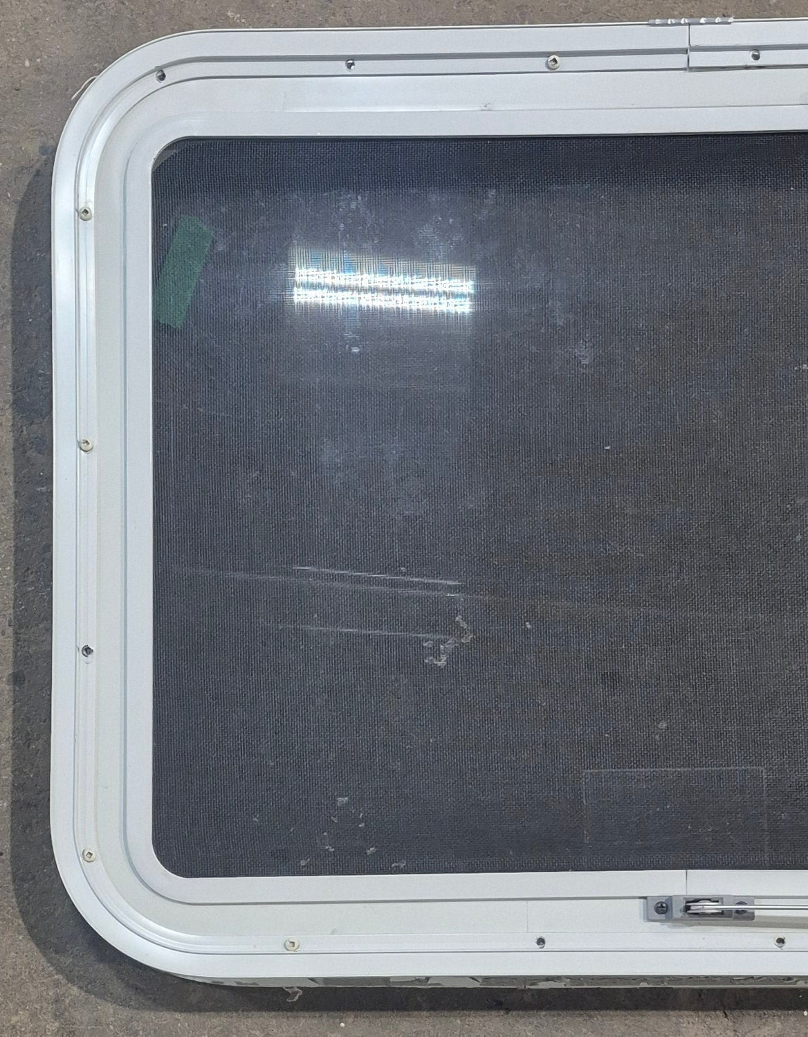 Used White Radius Emergency Opening Window : 29 1/4 W x 21 1/4 H x 1 7/8 D