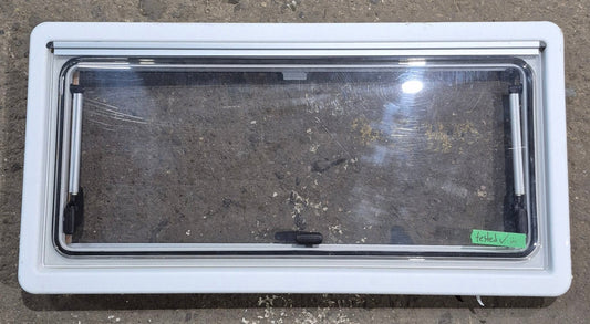 Used White Radius Emergency Opening Window : 34 3/4 W x 16 7/8 H x 1 1/8 D