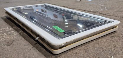 Used White Radius Emergency Opening Window : 34 3/4 W x 16 7/8 H x 1 1/8 D
