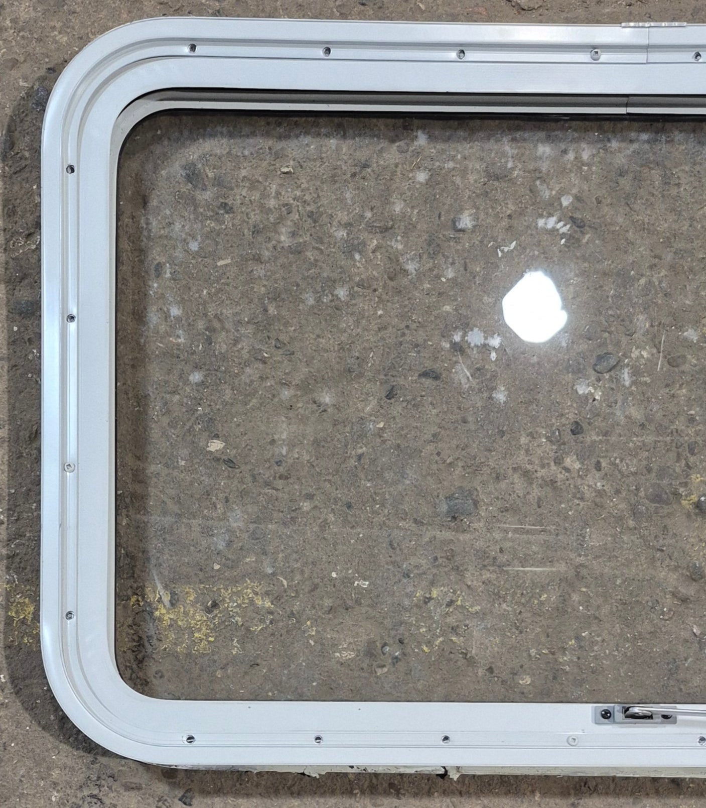Used White Radius Emergency Opening Window : 35 1/2 W x 21 1/4 H x 1 7/8 D