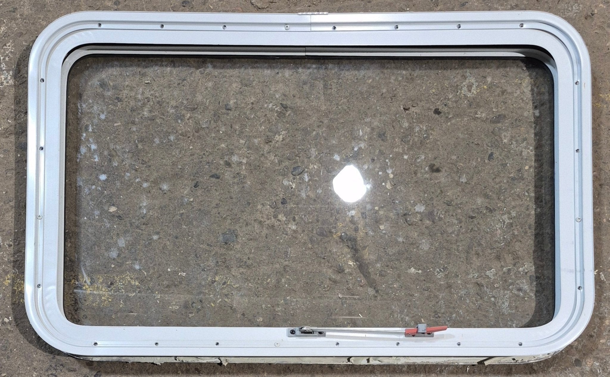 Used White Radius Emergency Opening Window : 35 1/2 W x 21 1/4 H x 1 7/8 D