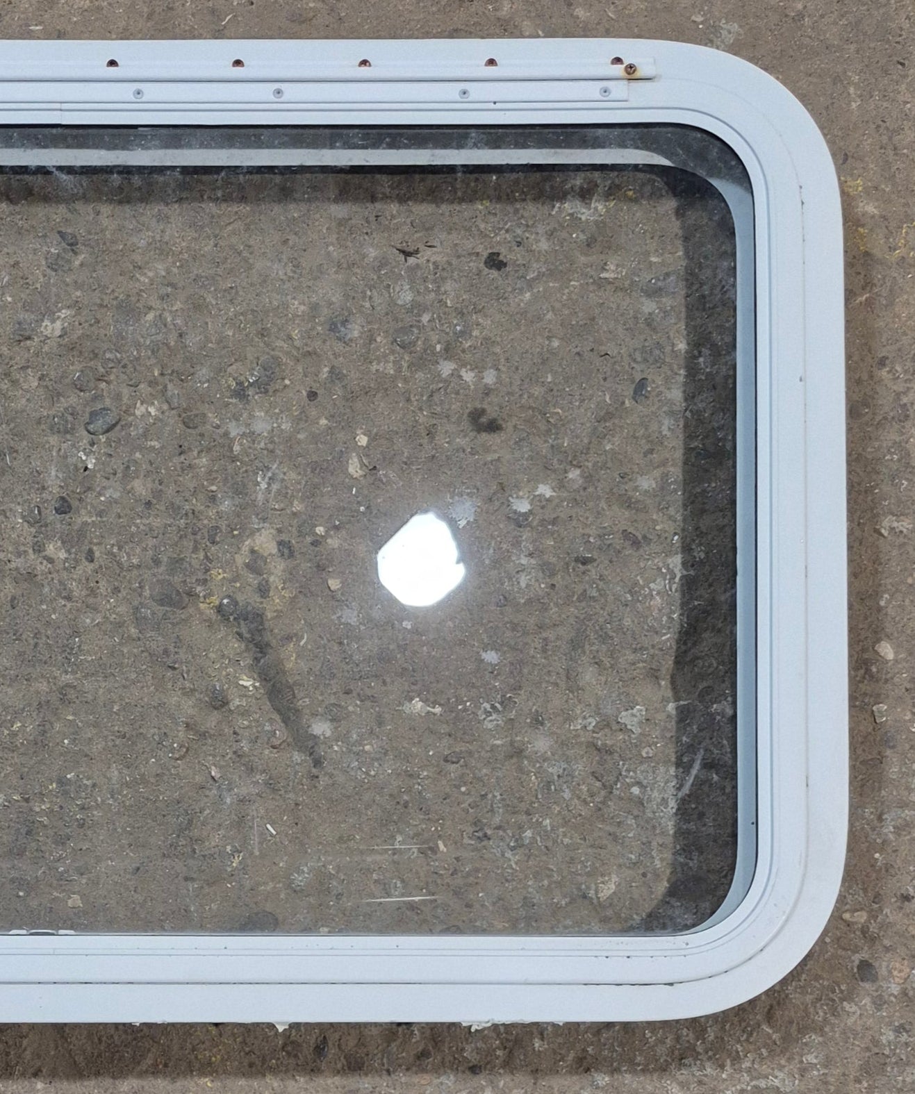 Used White Radius Emergency Opening Window : 35 1/2 W x 21 1/4 H x 1 7/8 D