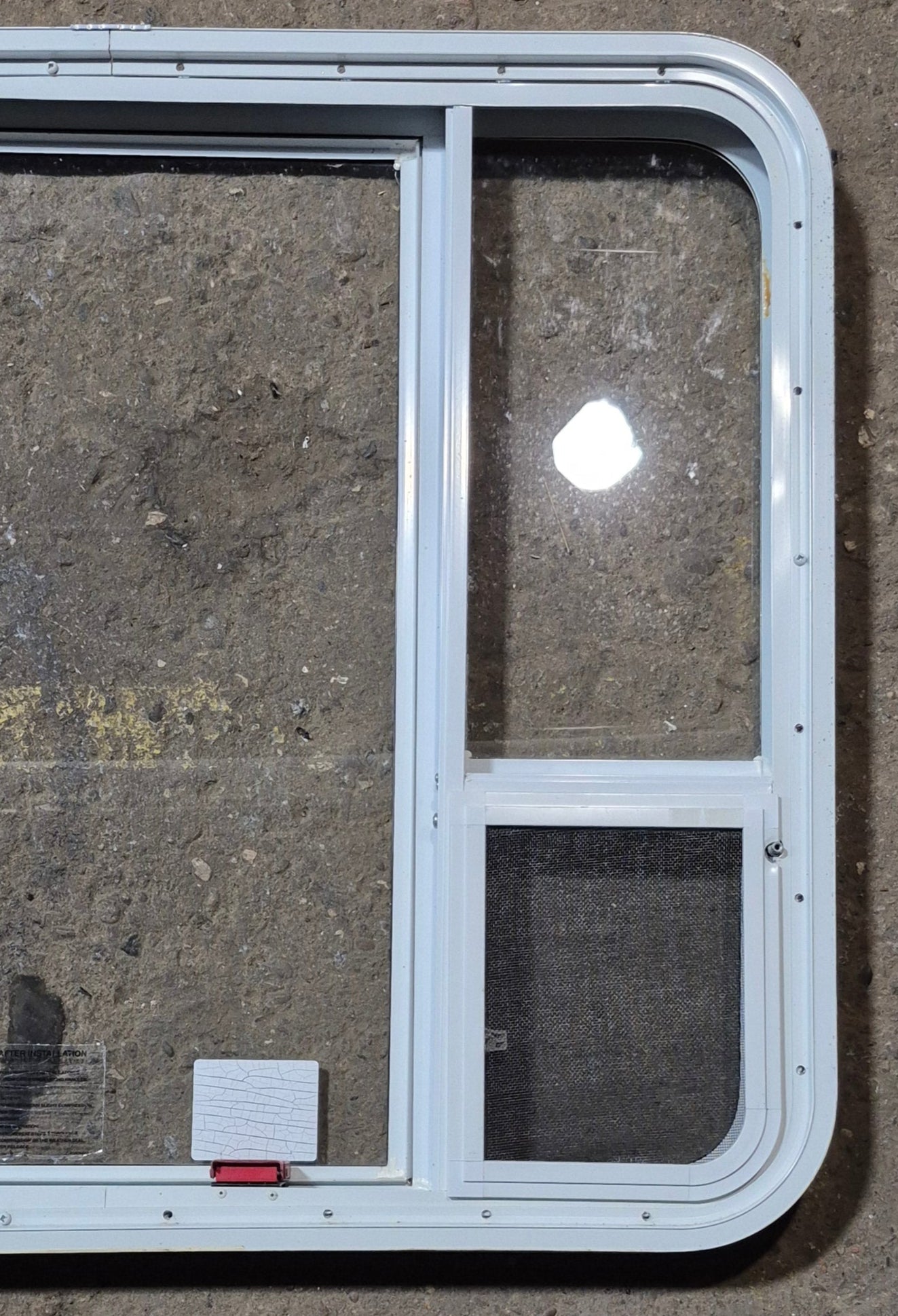 Used White Radius Emergency Opening Window : 35 1/2 W x 29 1/2 H x 2 D
