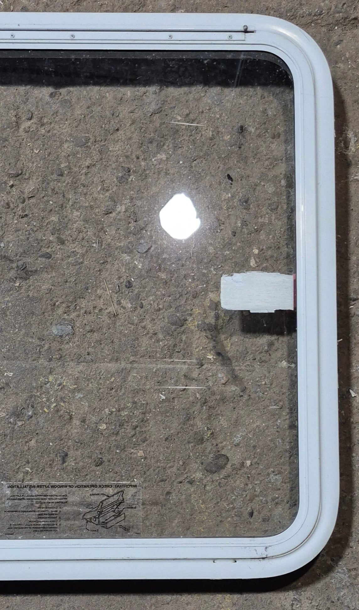 Used White Radius Emergency Opening Window : 35 1/2 W x 29 1/2 H x 2 D