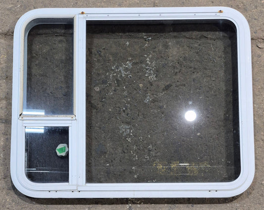 Used White Radius Emergency Opening Window : 35 1/4 W x 28 1/4 H x 1 7/8 D