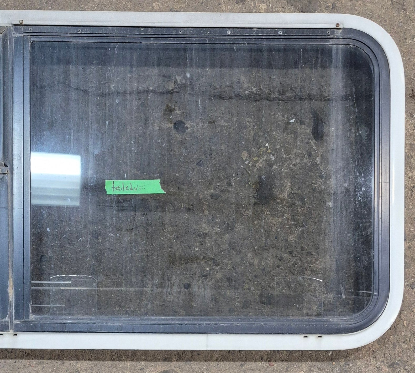 Used White Radius Emergency Opening Window : 41 1/4 W x 21 1/4 H x 1 3/4 D
