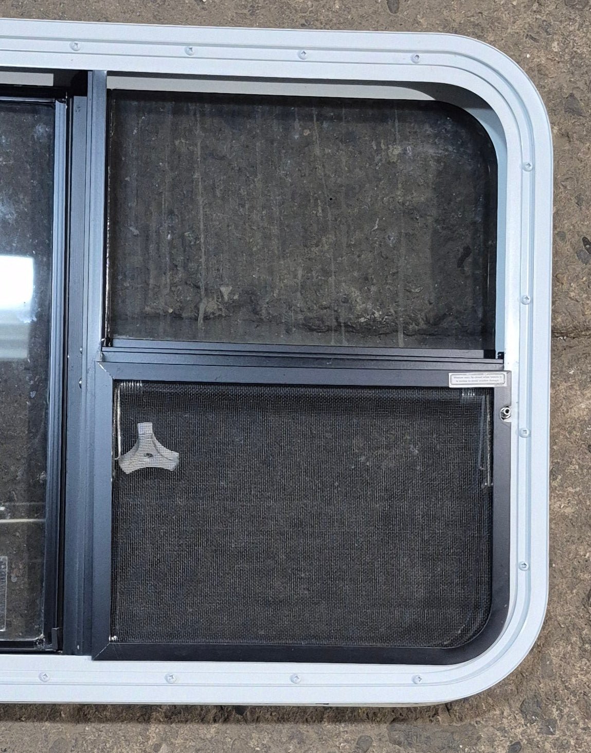 Used White Radius Emergency Opening Window : 41 1/4 W x 21 1/4 H x 1 3/4 D