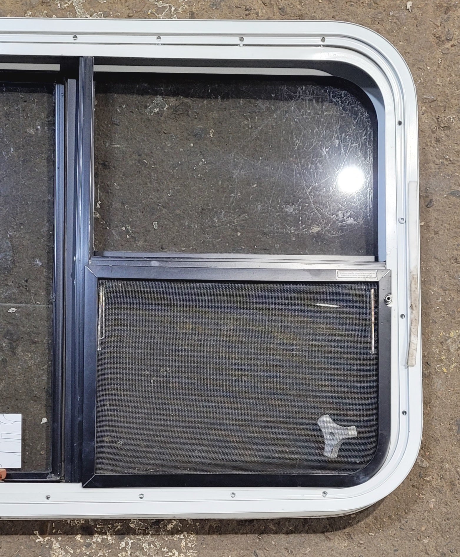 Used White Radius Emergency Opening Window : 41 1/4 W x 21 1/4 H x 1 5/8 D