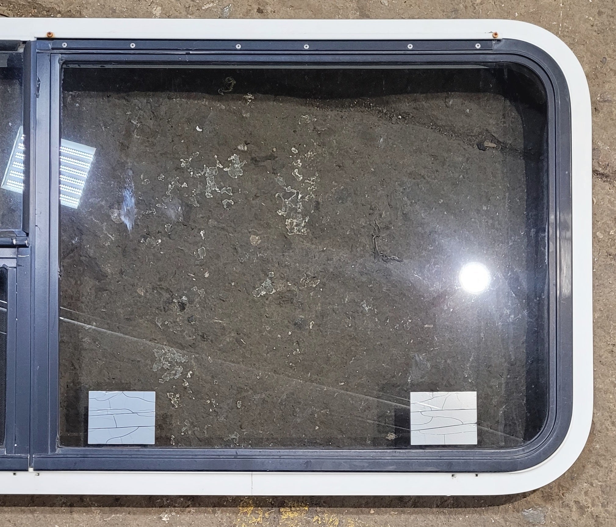 Used White Radius Emergency Opening Window : 41 1/4 W x 21 1/4 H x 1 5/8 D