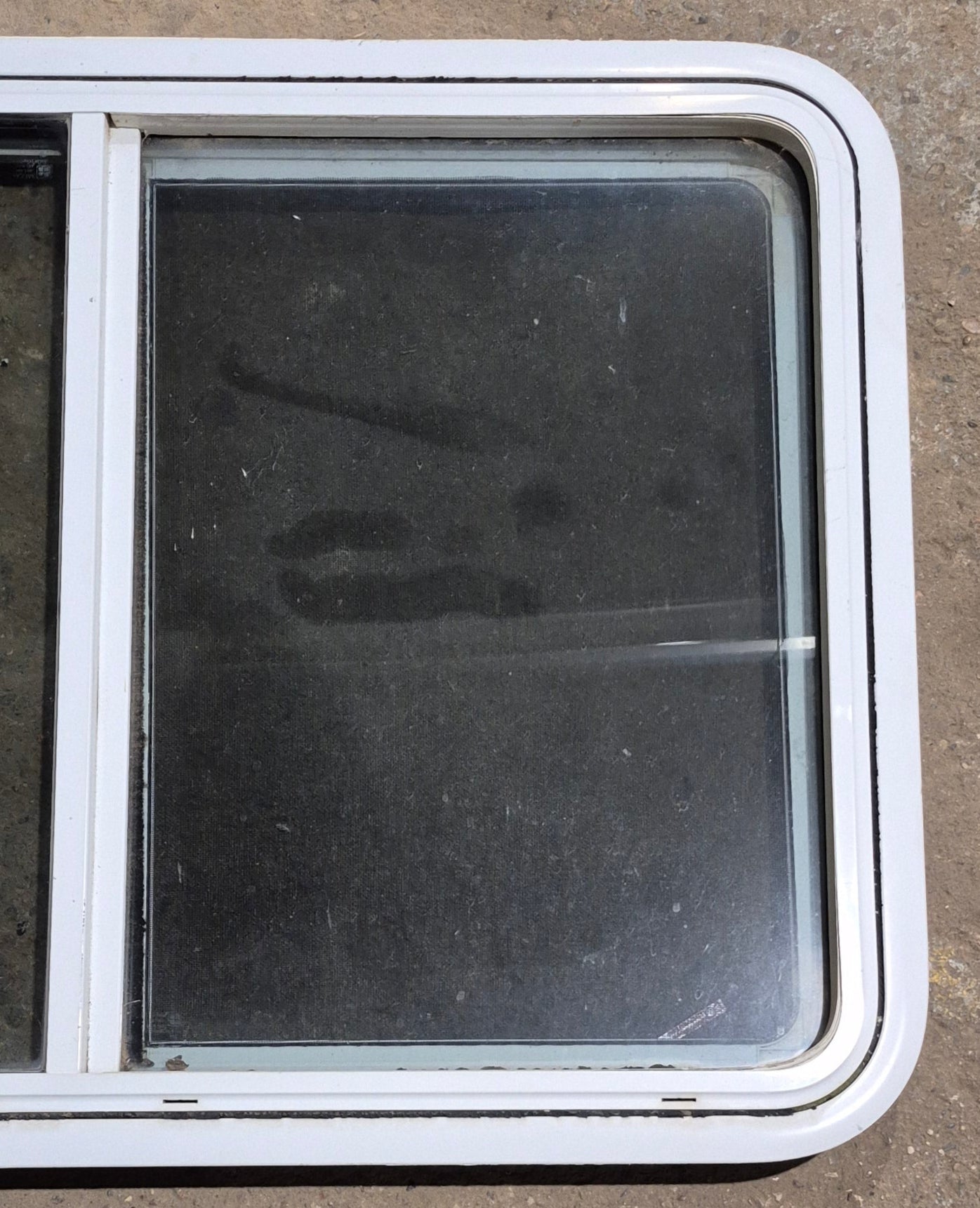 Used White Radius Emergency Opening Window : 41 1/4 W x 28 1/2 H x 2 D