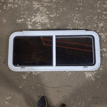 Used White Radius Emergency Opening Window : 42 1/4 W x 17 3/4 H x 1 3/4 D