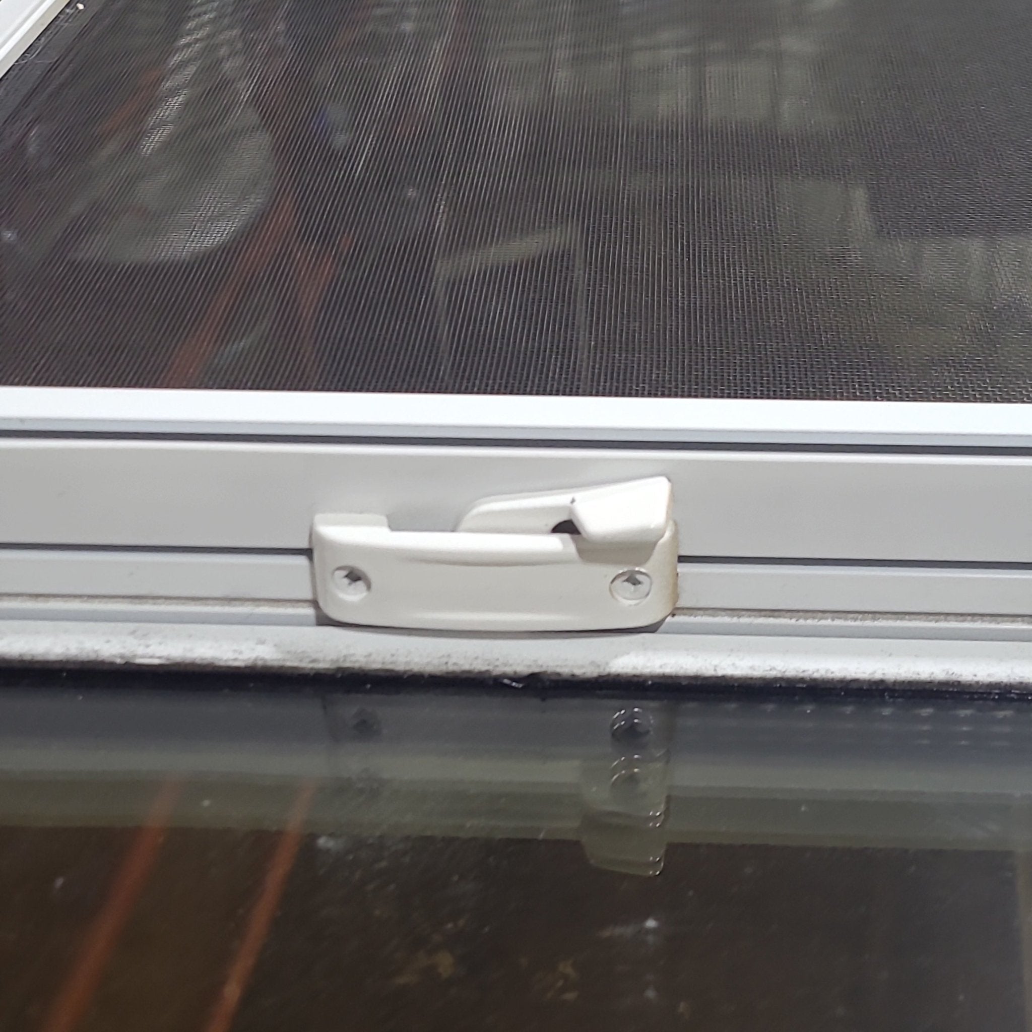 Used White Radius Emergency Opening Window : 42 1/4 W x 17 3/4 H x 1 3/4 D