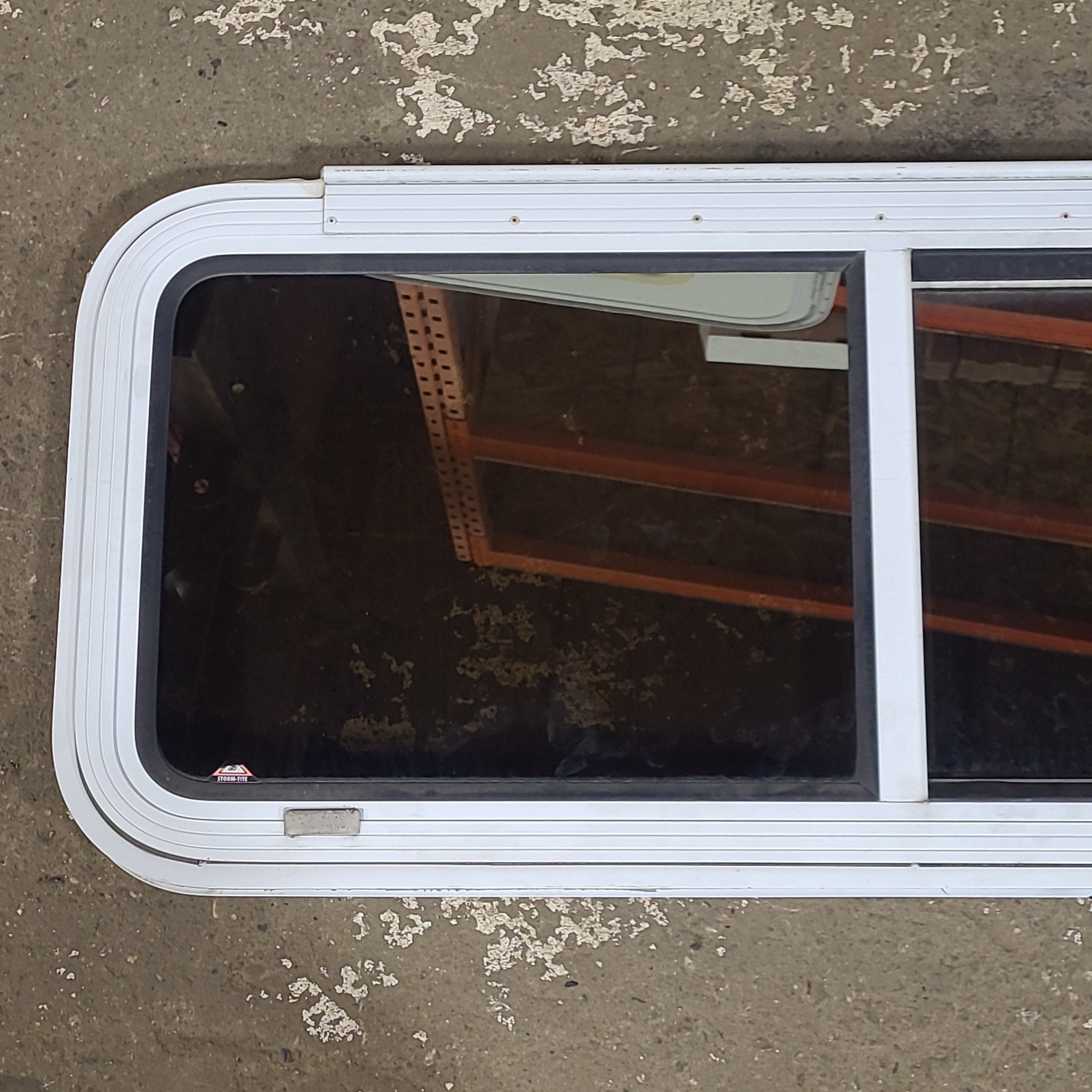 Used White Radius Emergency Opening Window : 42 1/4 W x 17 3/4 H x 1 3/4 D