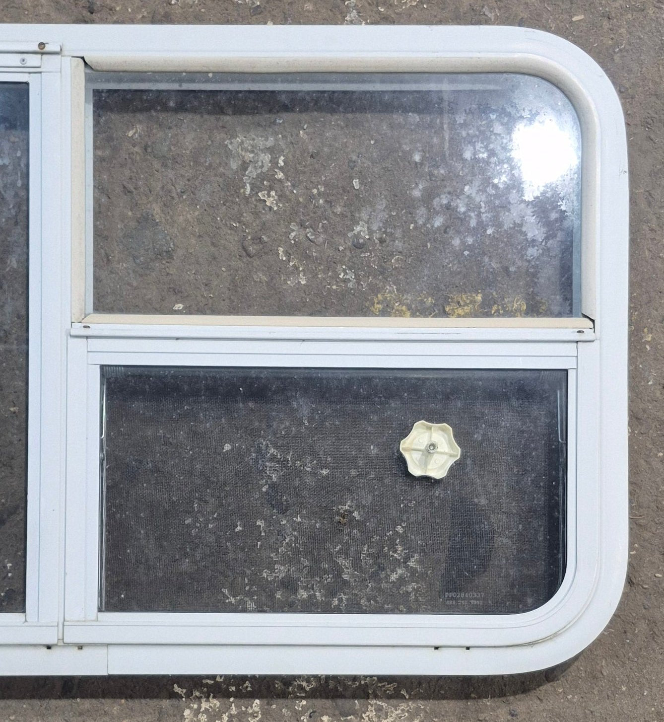 Used White Radius Emergency Opening Window : 45 1/2 W x 21 1/4 H x 1 7/8 D