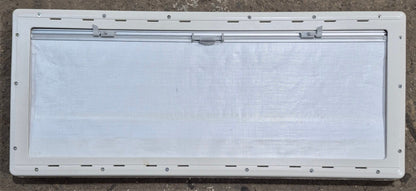 Used White Radius Emergency Opening Window : 46 5/8 W x 18 3/4 H x 1 1/8 D