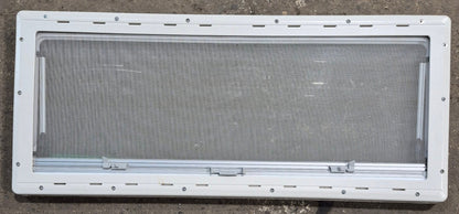 Used White Radius Emergency Opening Window : 46 5/8 W x 18 3/4 H x 1 1/8 D