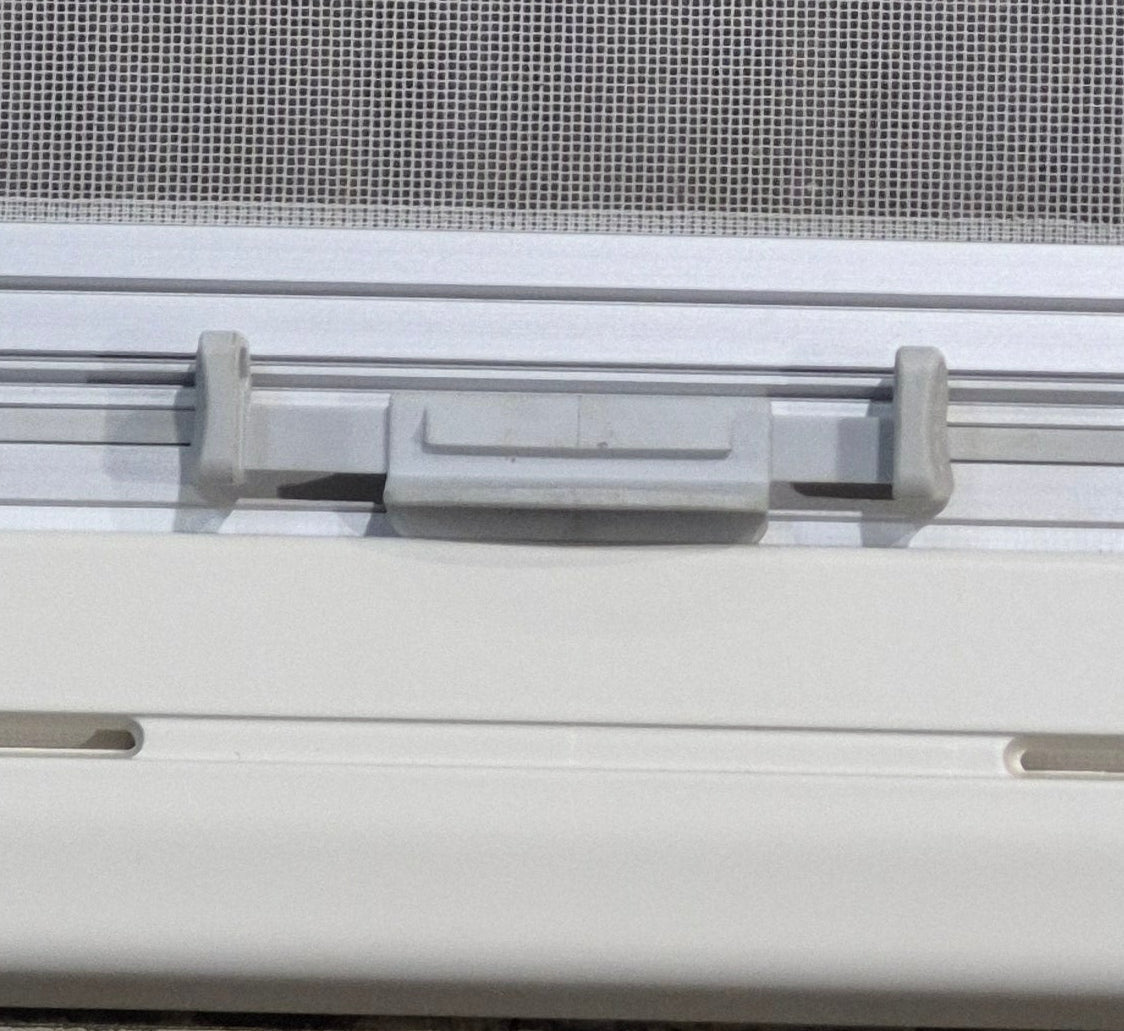 Used White Radius Emergency Opening Window : 46 5/8 W x 18 3/4 H x 1 1/8 D