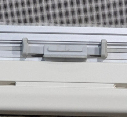 Used White Radius Emergency Opening Window : 46 5/8 W x 18 3/4 H x 1 1/8 D