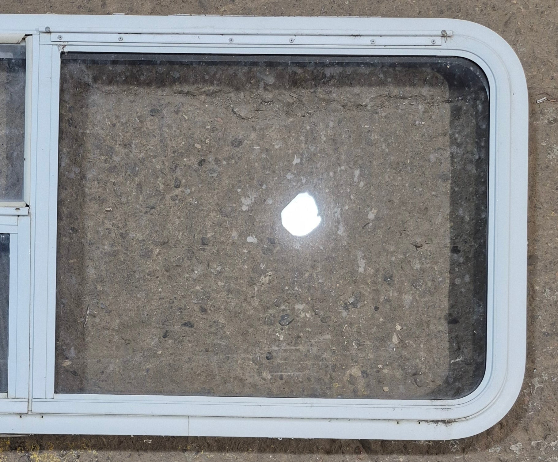Used White Radius Emergency Opening Window : 47 1/2 W x 21 1/4 H x 2 D