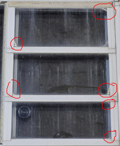 Used White Radius Emergency Opening Window : 47 1/4 W x 21 1/4 H x 1 7/8 D