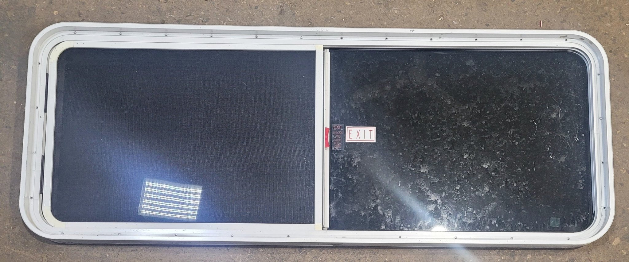 Used White Radius Emergency Opening Window : 59 1/2 W x 21 1/2 H x 2 D