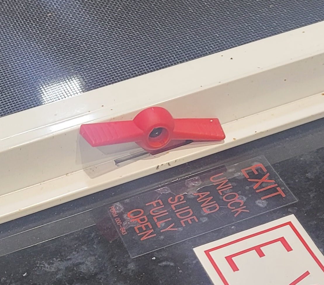 Used White Radius Emergency Opening Window : 59 1/2 W x 21 1/2 H x 2 D