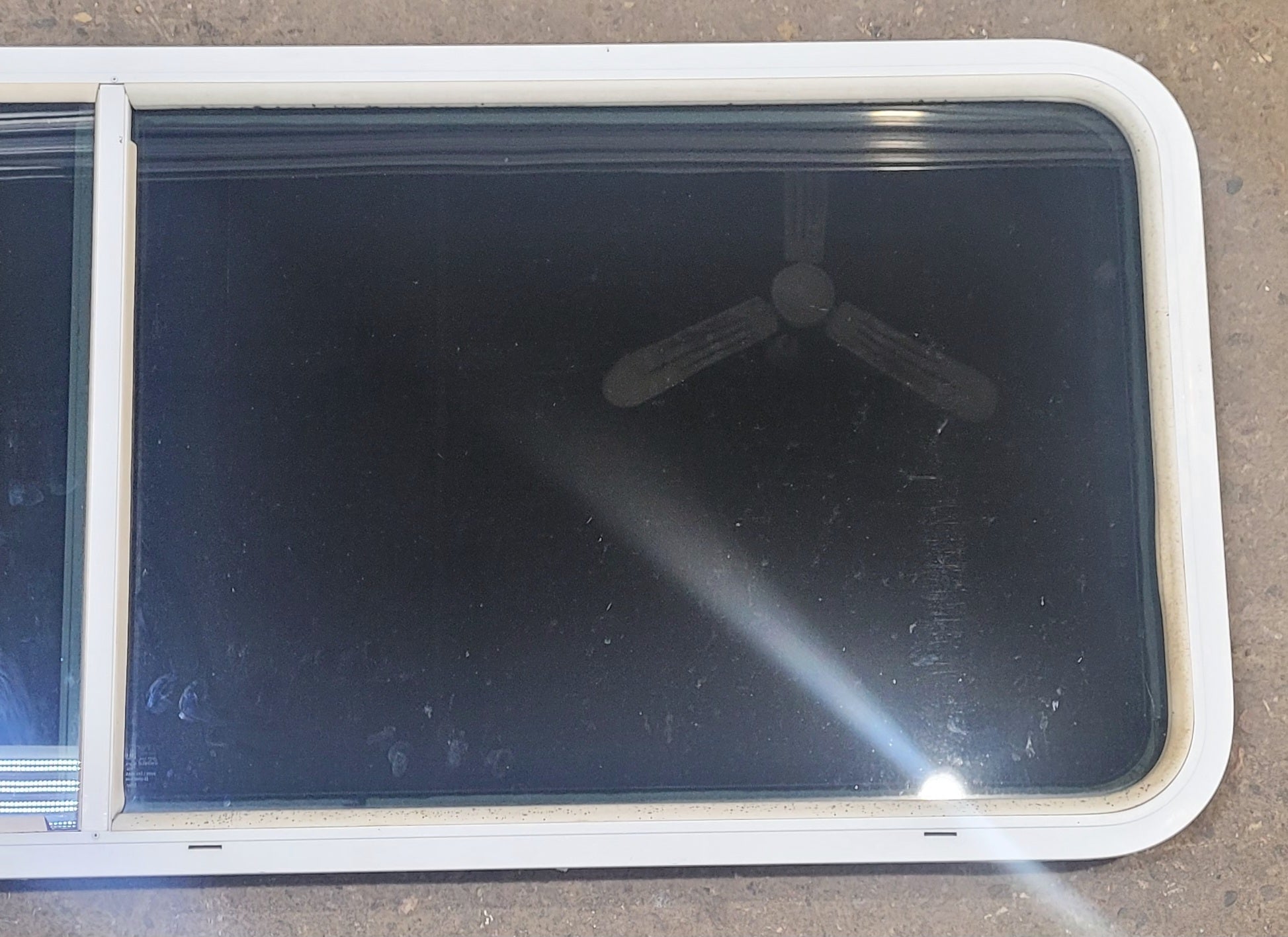 Used White Radius Emergency Opening Window : 59 1/2 W x 21 1/2 H x 2 D