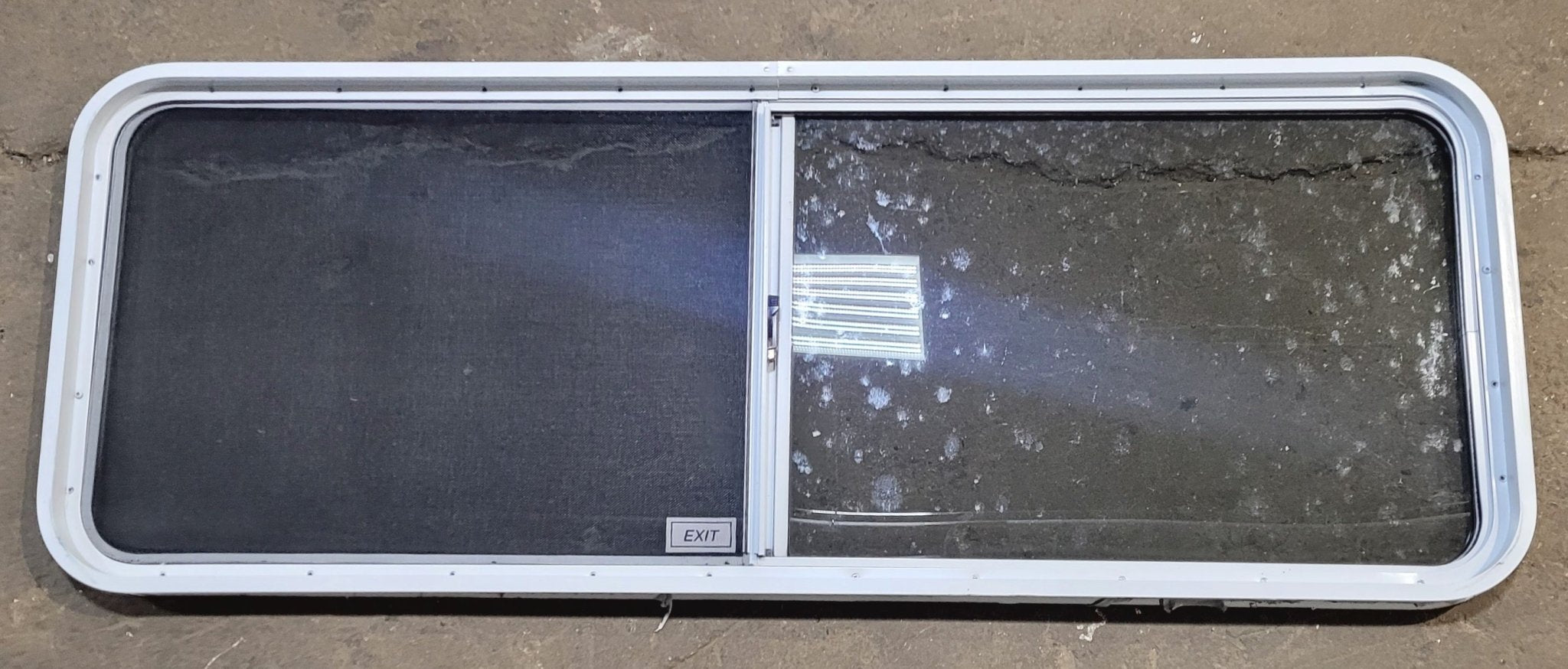 Used White Radius Emergency Opening Window : 60 1/4 W x 21 3/4 H x 1 7/8 D