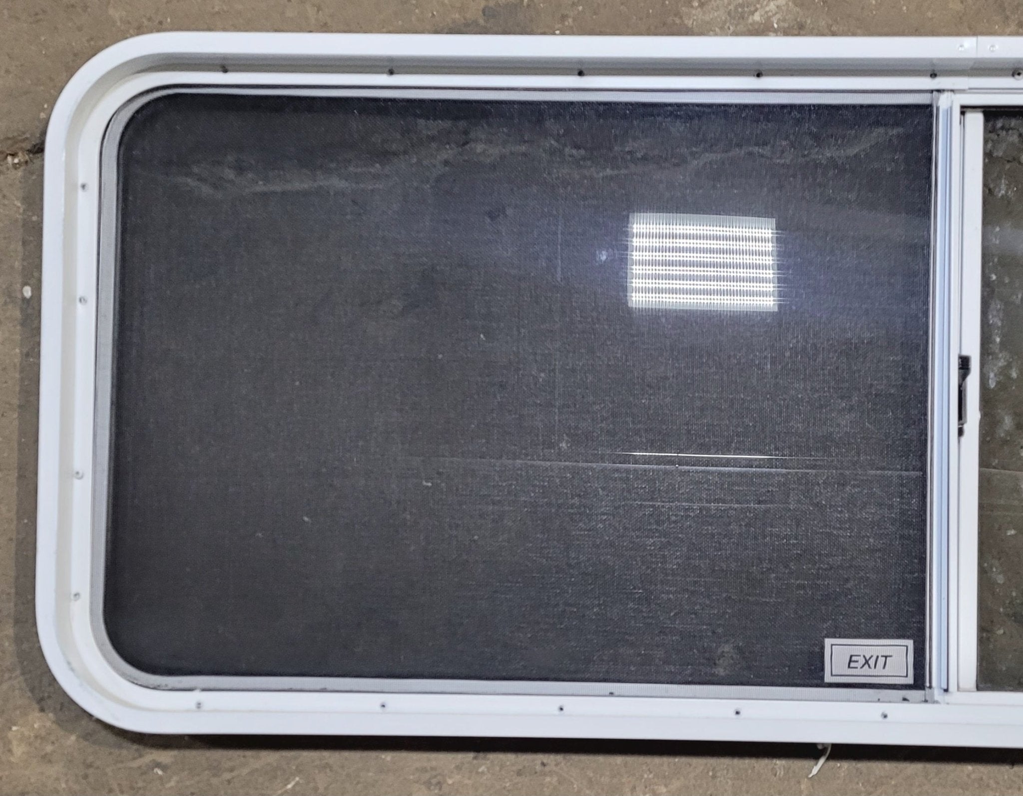 Used White Radius Emergency Opening Window : 60 1/4 W x 21 3/4 H x 1 7/8 D