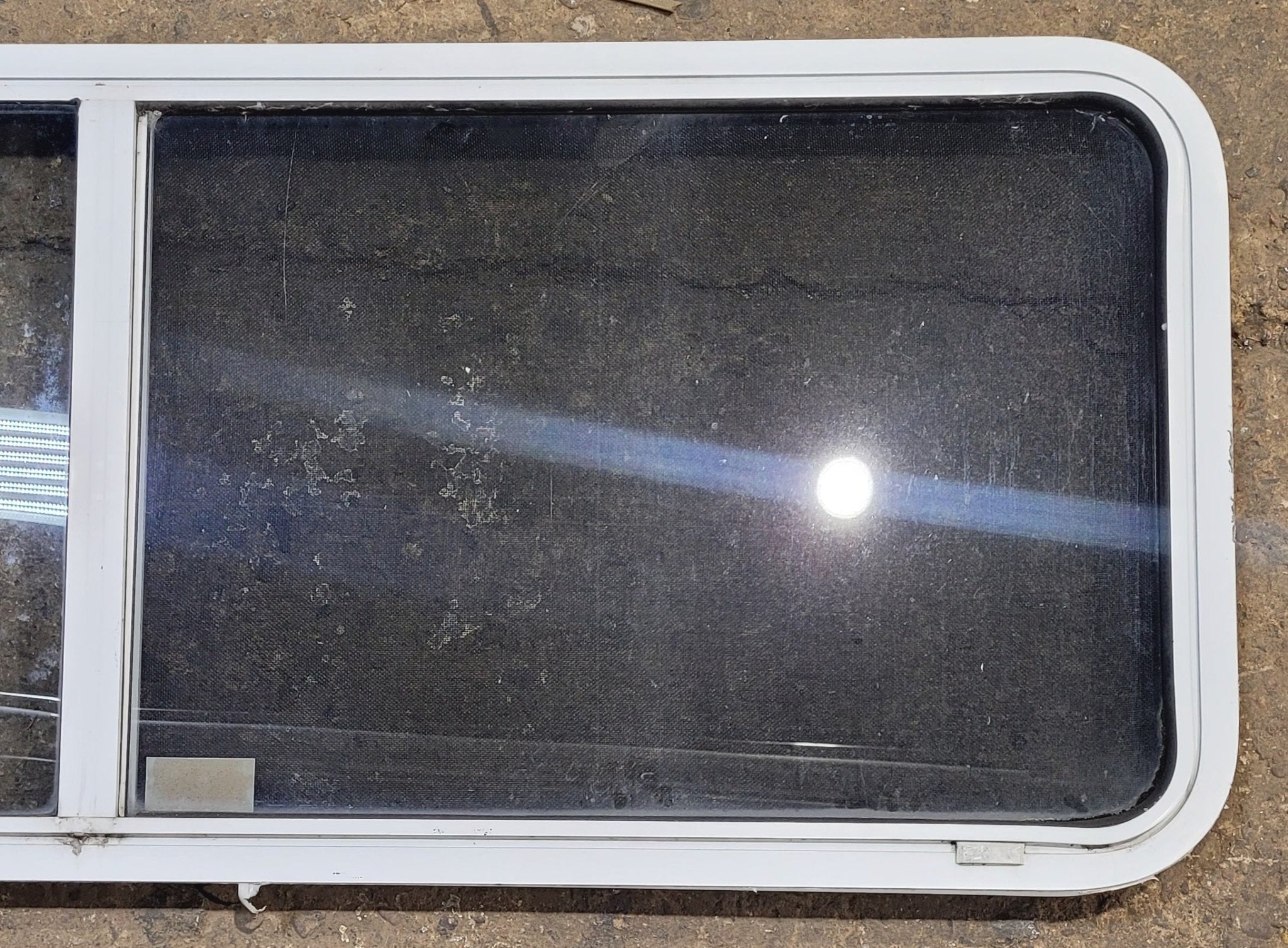 Used White Radius Emergency Opening Window : 60 1/4 W x 21 3/4 H x 1 7/8 D
