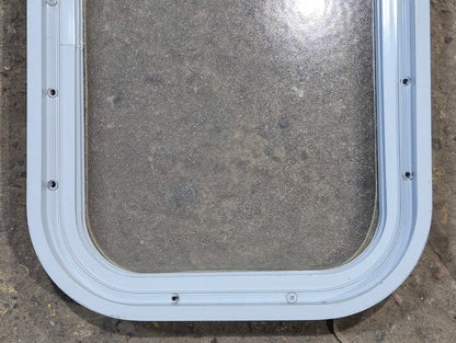 Used White Radius Non Opening Window : 12 1/2 W x 17 3/4 H x 1 3/4 D