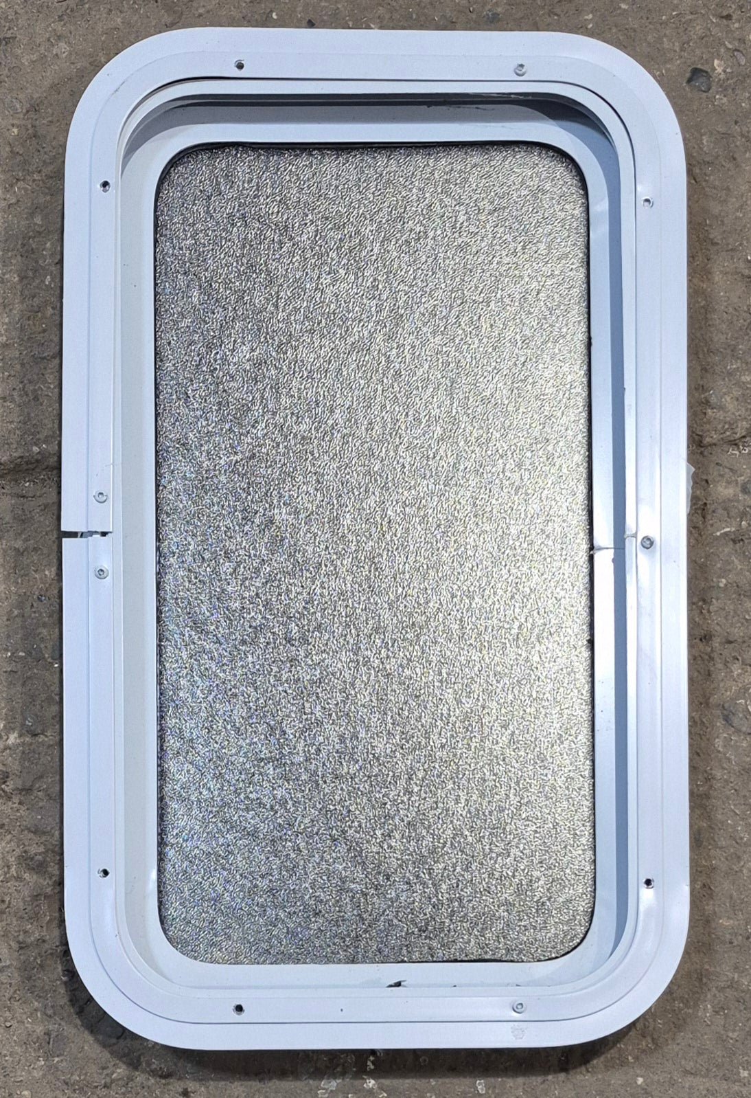 Used White Radius Non Opening Window : 13 1/2 W x 23 1/2 H x 1 7/8 D