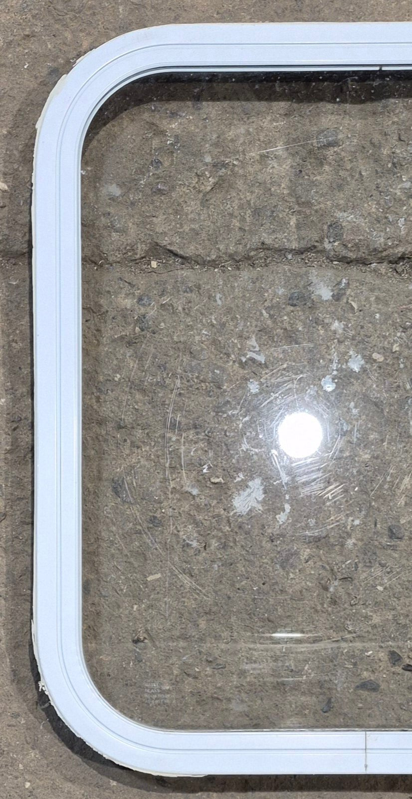 Used White Radius Non Opening Window : 19 1/2 W x 21 1/2 H x 1 D