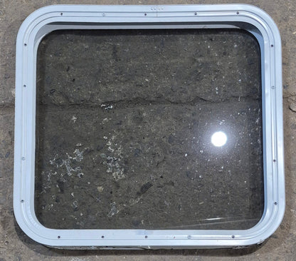 Used White Radius Non Opening Window : 23 1/2 W x 21 1/4 H x 1 7/8 D