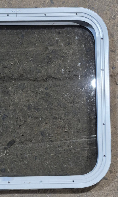 Used White Radius Non Opening Window : 23 1/2 W x 21 1/4 H x 1 7/8 D
