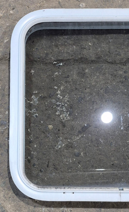 Used White Radius Non Opening Window : 23 1/2 W x 21 1/4 H x 1 7/8 D