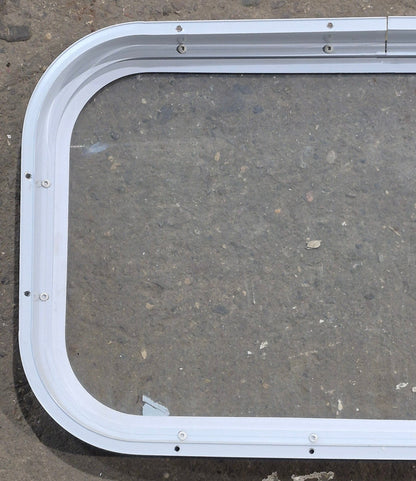 Used White Radius Non Opening Window : 23 3/4 W x 13 3/4 H x 1 7/8 D