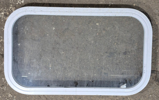 Used White Radius Non Opening Window : 23 3/4 W x 13 3/4 H x 1 7/8 D