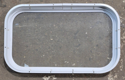 Used White Radius Non Opening Window : 23 3/4 W x 13 3/4 H x 1 7/8 D