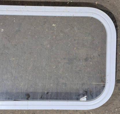 Used White Radius Non Opening Window : 23 3/4 W x 13 3/4 H x 1 7/8 D