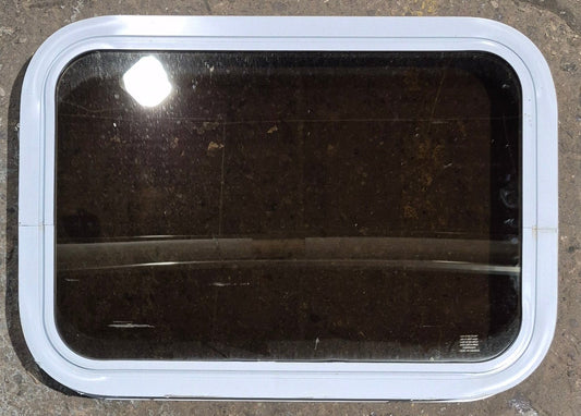 Used White Radius Non Opening Window : 24 1/4 W x 16 3/4 H x 1 7/8 D