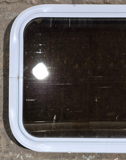 Used White Radius Non Opening Window : 24 1/4 W x 16 3/4 H x 1 7/8 D