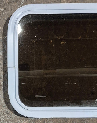 Used White Radius Non Opening Window : 24 1/4 W x 16 3/4 H x 1 7/8 D