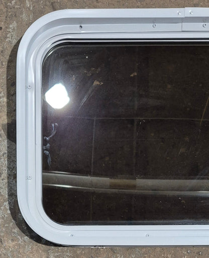 Used White Radius Non Opening Window : 24 1/4 W x 16 3/4 H x 1 7/8 D
