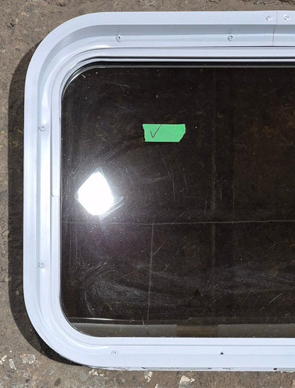 Used White Radius Non Opening Window : 24 1/4 W x 16 3/4 H x 1 7/8 D